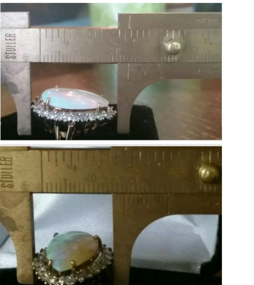 Sold Vintage 18k Gold Opal Diamond Halo Ring - Picture 12 of 13